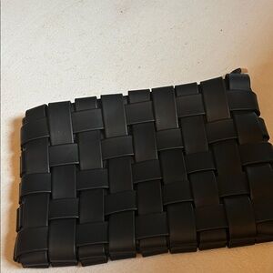 Anthropologie Black Woven Clutch no strap